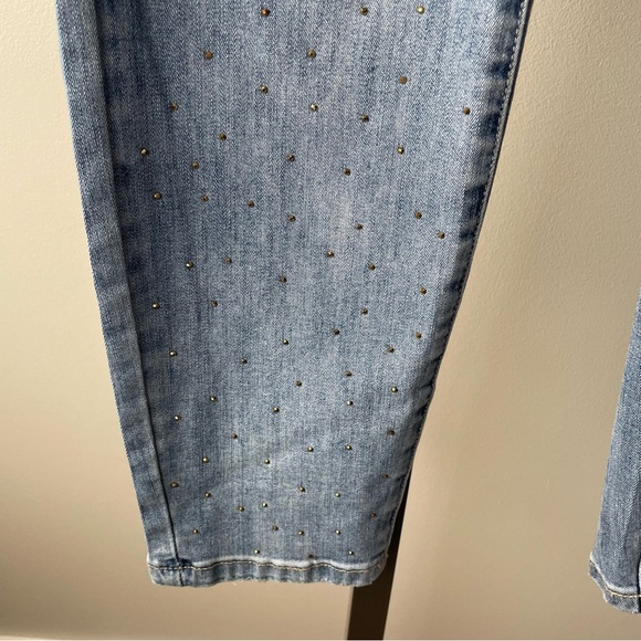 Frank Lyman Rhinestone Heart Embellished Jewelled Denim Jeans Size Medium - Picture 4 of 8